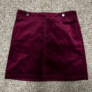 Loft Outlet Burgundy Velvet Mini Skirt Size 8 A-Line Fall Preppy Mod